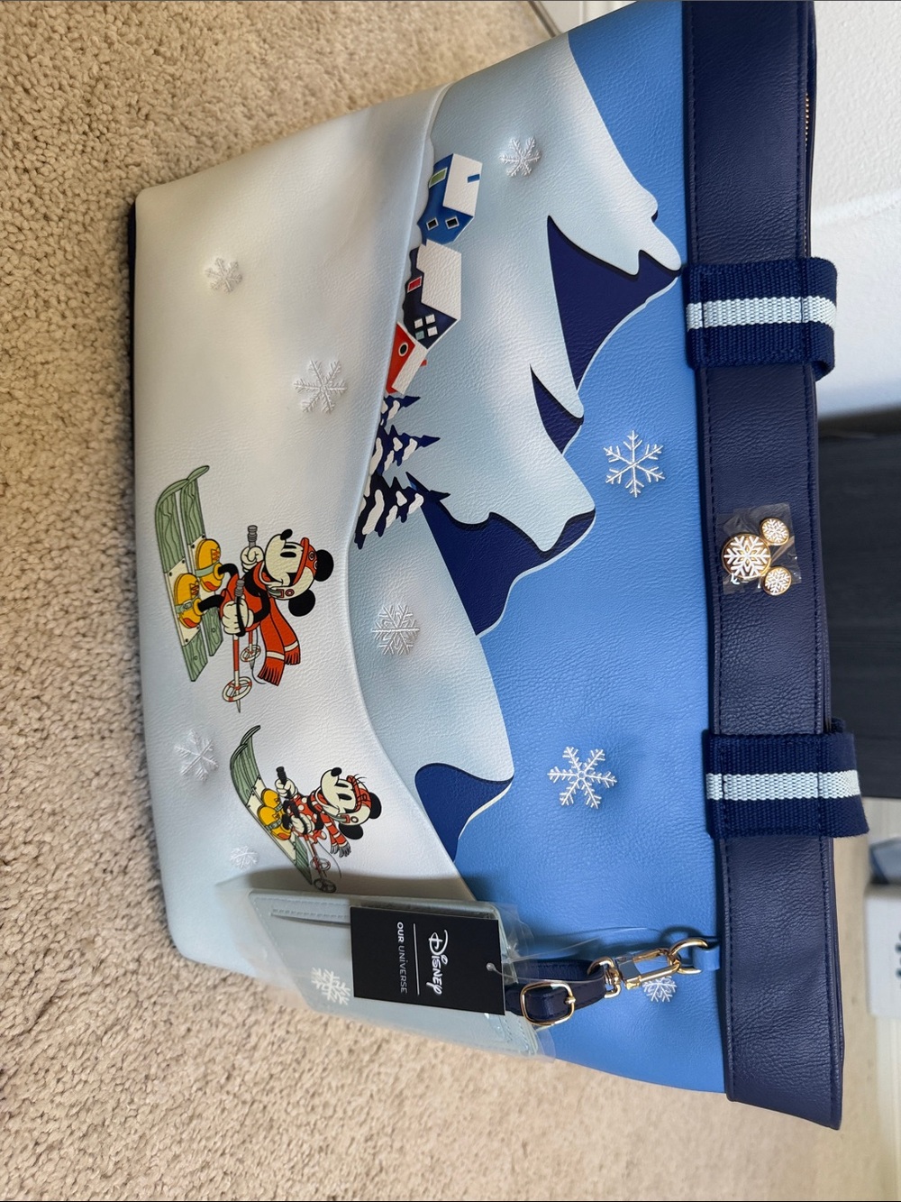 Her Universe Disney Blue and Navy Winter Ski Tote - Picture 3 of 6